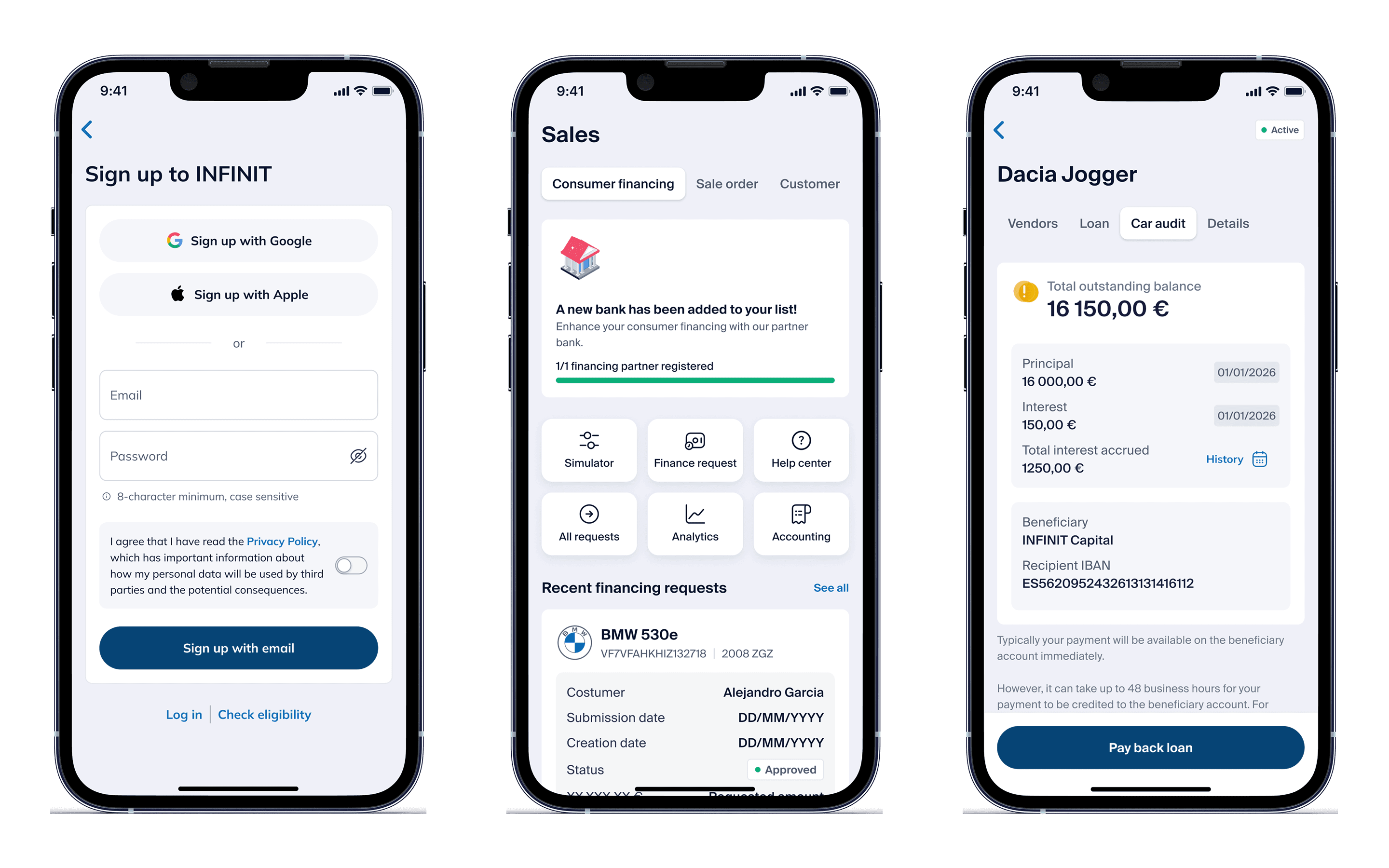 infinit — flux utilisateur