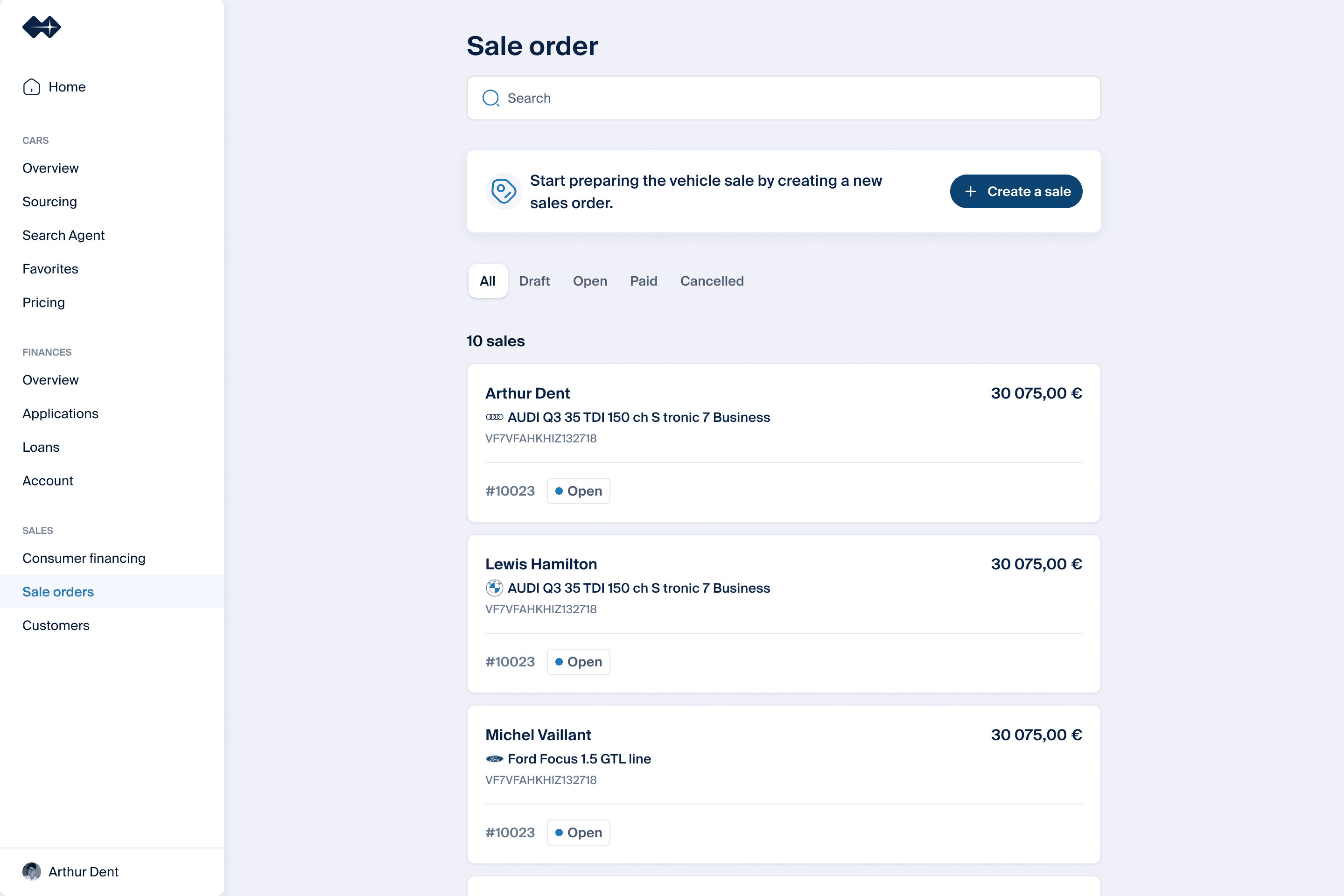 infinit — détail interface